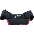 Alpinestars Supertech M10/M8 helm kroonkussentjes, vervangend helmaccessoire, zwart en rood, met wit Alpinestars-logo, zacht gewatteerd mesh-materiaal met een gebogen ergonomische vorm voor een optimale pasvorm binnenin de helm