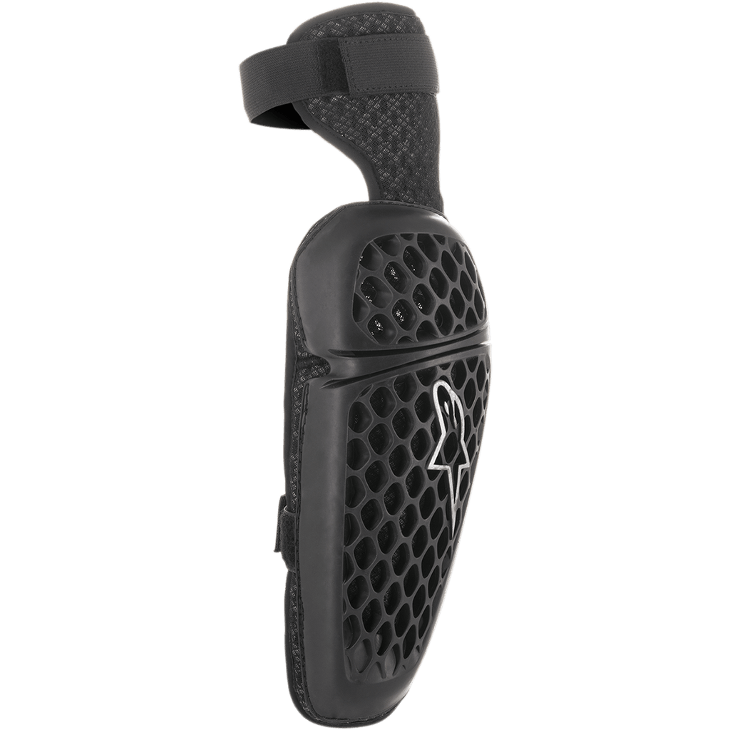 Alpinestars Youth Bionic Plus elleboogbeschermer, zwart, buitenschaal met honingraatpatroon en wit Astar-logo, dubbel bandsluitsysteem, ergonomische motorcross- en off-roadbescherming voor de jeugd