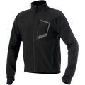 Alpinestars Tech Layer Top, zwarte motor-base-layer-jas, lange mouwen met naadloze Lycra-manchetten en duimlussen, hoge kraag, verticale borstzak met rits met reflecterende grijze rand en Alpinestars-branding, volledige ritssluiting aan de voorzijde, technische winddichte stof