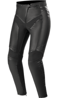 Alpinestars Stella Vika V2 leren motorbroek, dames motorbroek, zwart, hoogwaardige lederen constructie met aramide stretchpanelen, nauwsluitend ontwerp voor een flatteus silhouet, CE-gecertificeerde bescherming, stijlvolle urban rijuitrusting