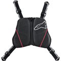 Alpinestars Nucleon KR-C borstharnas, motor borstbeschermer, zwart met rode accenten en wit logo, geventileerde mesh-panelen met centrale rits, verstelbare zwarte riemen met witte merkdetails, hoogwaardige beschermende uitrusting voor rijden op de weg